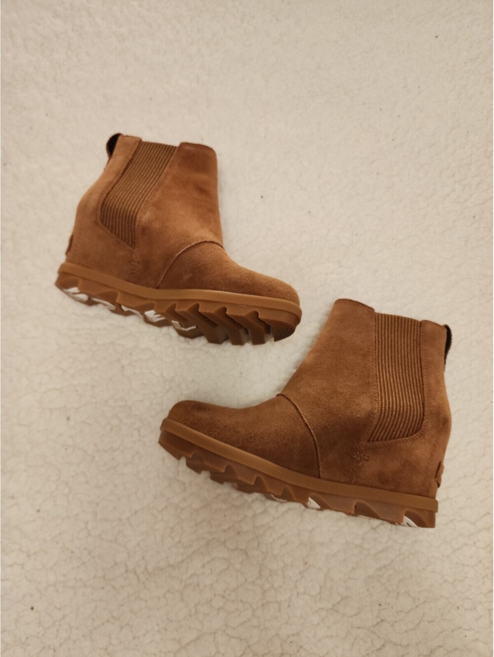 Sorel Joan of Arctic Wedge II Chelsea Women's Size 6 Tan Leather Ankle Boots 367